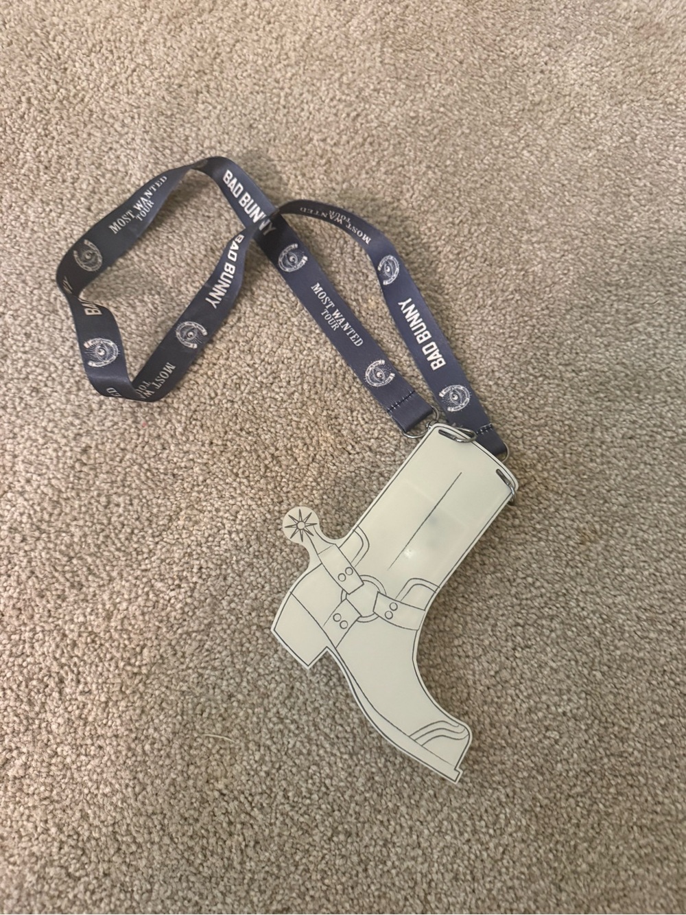 Bad Bunny White Boot Card Holder with Black Branded Lanyard